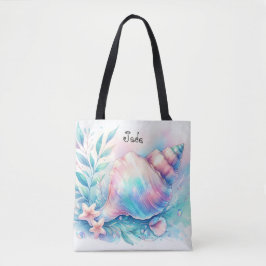 Soft Iridescent Pastel Hues Conch Seashell Tasche
