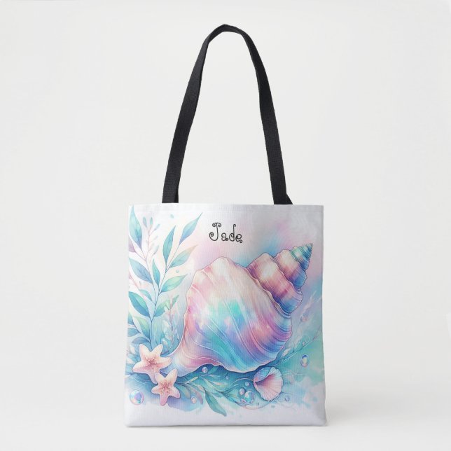 Soft Iridescent Pastel Hues Conch Seashell Tasche (Vorderseite)