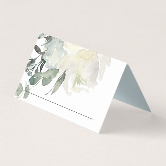 SOFT IVORY BLANC FLORAL BUNCH CARTES DE PLACE MARI (Front)