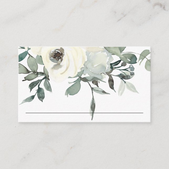 SOFT IVORY BLANC FLORAL BUNCH MARIAGE CARTE DE PLA (Devant)