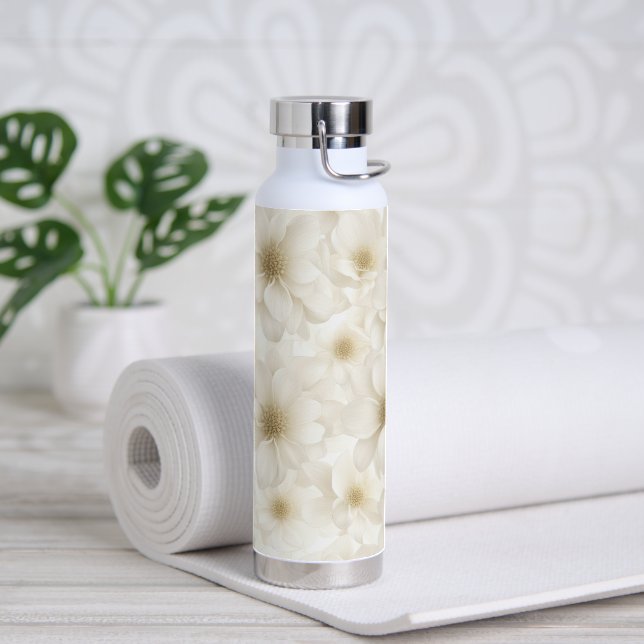 Soft Ivory Floral Abstrakt Trinkflasche (Yoga)