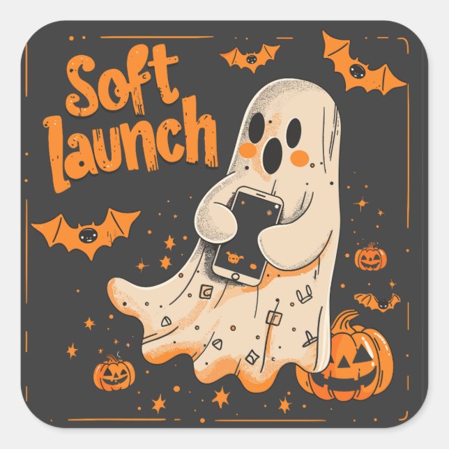 Soft Launch | ExDesigner | Halloween Quadratischer Aufkleber (Vorderseite)