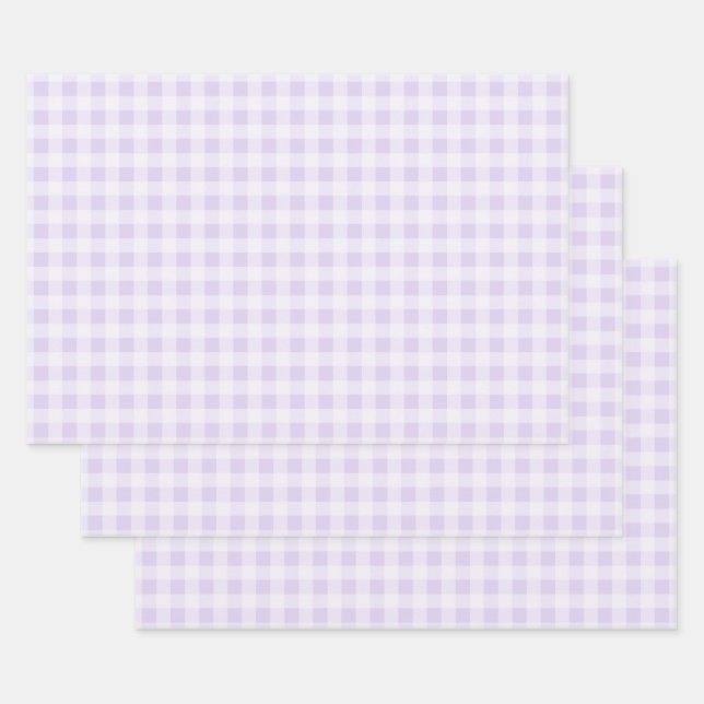 Soft Lavender Gingham Wrapping Paper Sheets Geschenkpapier Set (Set)