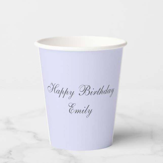 Soft Lavender Minimalist Birthday Party Paper Cup Pappbecher (Vorderseite)