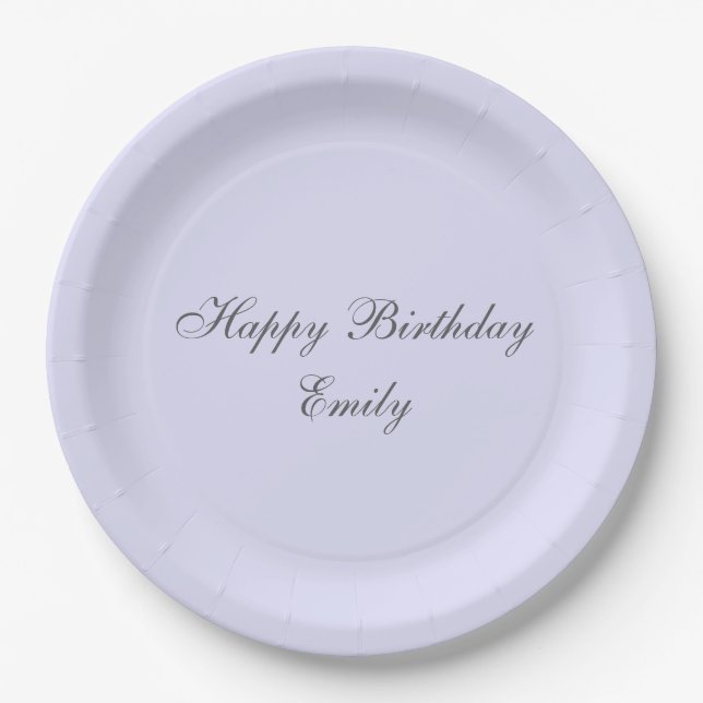 Soft Lavender Minimalist Birthday Party Plates Pappteller (Vorderseite)