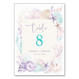 Soft Lavender Mint Ocean Wedding Tischnummer