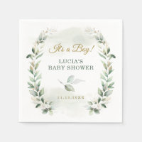 Soft Leafy Greenery Gold Wreath Baby Dusche