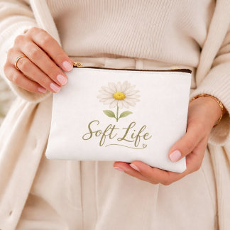 Soft Life Aesthetic Daisy Watercolor All-Over Prin Zubehörtasche