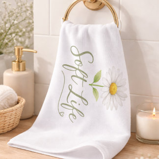 Soft Life Aesthetic Daisy Watercolor Floral Hand T Handtuch