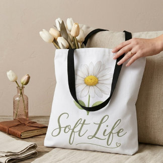 Soft Life Aesthetic Daisy Watercolor Floral Tote B Tasche