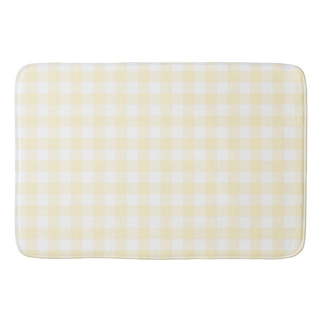 Soft Light Yellow Gingham Buffalo Karo Kariert Badematte (Vorderseite)