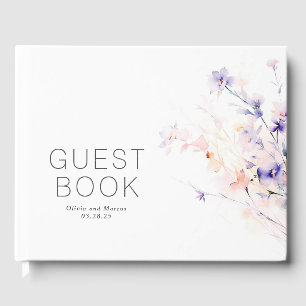 Soft Lila Blush Blume Minimalistisch Hochzeit Gästebuch