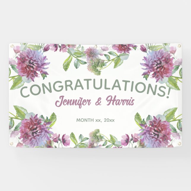Soft Lila Floral Hanging Wedding Banner (Horizontal)