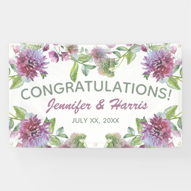 Soft Lila Floral Hanging Wedding Banner (Horizontal)