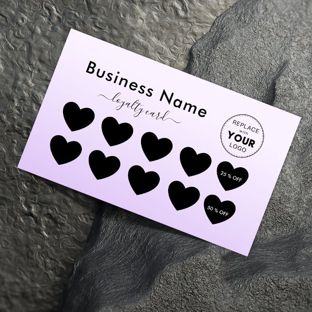Soft Lila Ombre Add Logo Discount Minimal Girly Treuekarte (Von Creator hochgeladen)