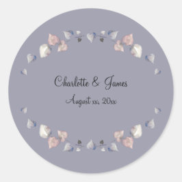 Soft Lila schottische Heather Wedding Hearts Runder Aufkleber
