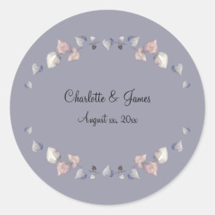 Soft Lila schottische Heather Wedding Hearts Runder Aufkleber