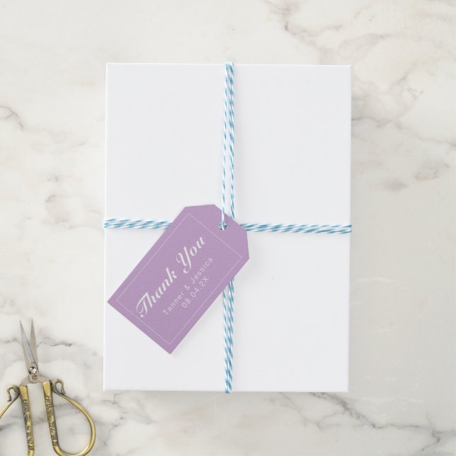 Soft Lila & White Modern Minimalistisch Vielen Dan Geschenkanhänger (Mit Garn)