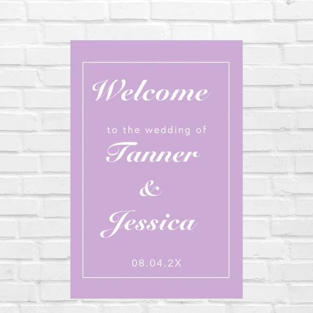 Soft Lila & White Modern Wedding Welcome Poster (Von Creator hochgeladen)