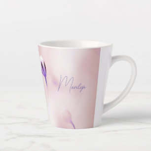 Soft Lilac Floral Print Small Latte Tasse