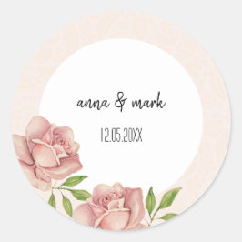 Soft Lilac Rose Wasserfarbe Runder Aufkleber