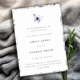 Soft Lilac Wildblume Butterfly Garden Wedding Einladung