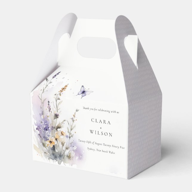 Soft Lilac Wildblume Butterfly Garden Wedding Geschenkschachtel (Vorderseite)