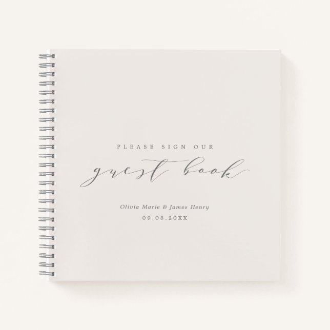 Soft Linen Ivory Wedding Guest Book Notizbuch (Vorderseite)