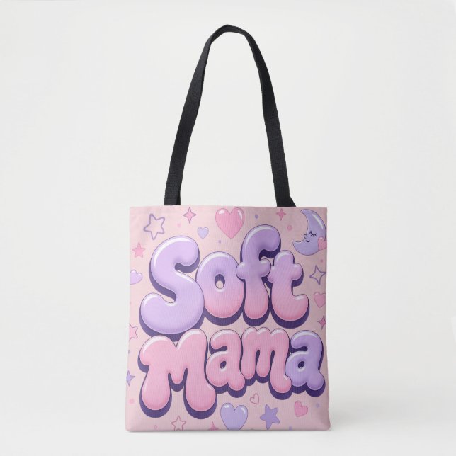 Soft Mama Retro-Blasen-Typografie  Tasche (Vorderseite)