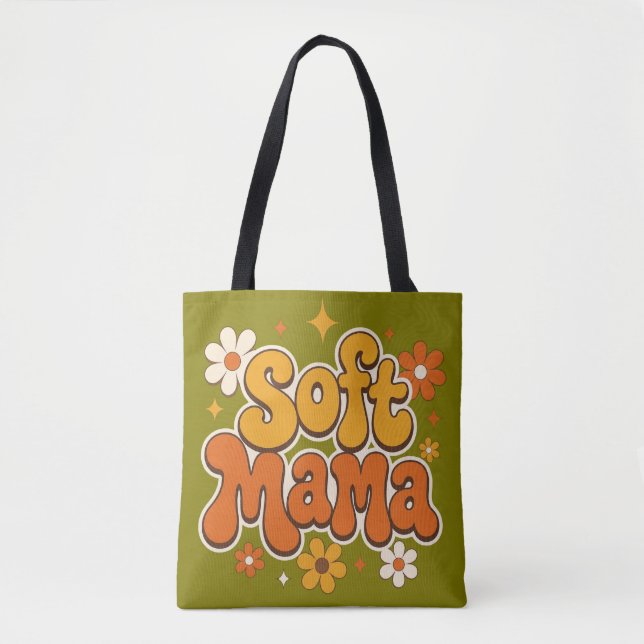 Soft Mama Retro Blumen Groovy Design | Cute Boho  Tasche (Vorderseite)