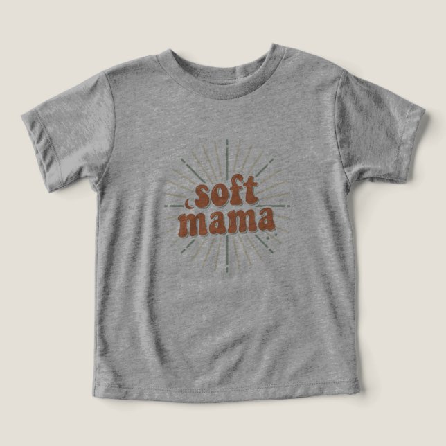 Soft Mama: Retro Groovy Sunburst Mutterschaft Typo (Design Vorderseite)