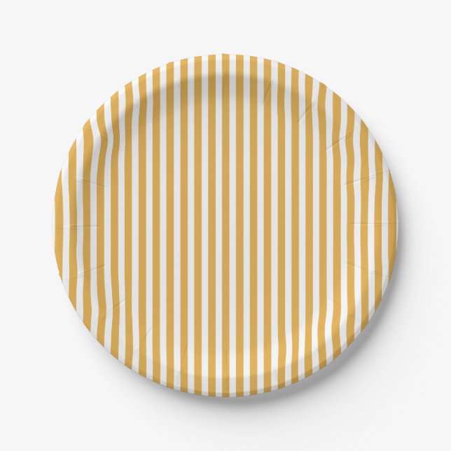 Soft Marigold Yellow Cabana Strip Pappteller (Vorderseite)