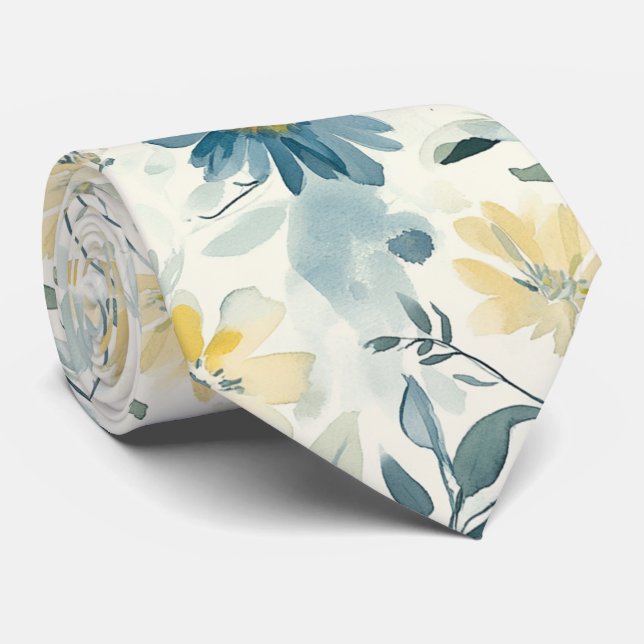 Soft Meadow Daisy Aquarell Krawatte (Gerollt)