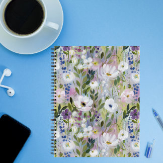Soft Meadow Floral Aquarell Notizbuch