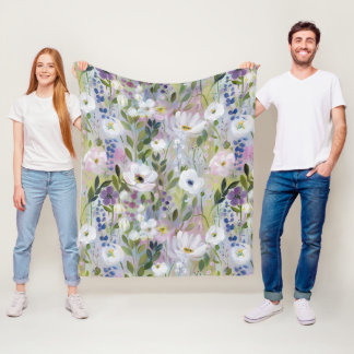 Soft Meadow Floral Wasserfarbe Fleecedecke