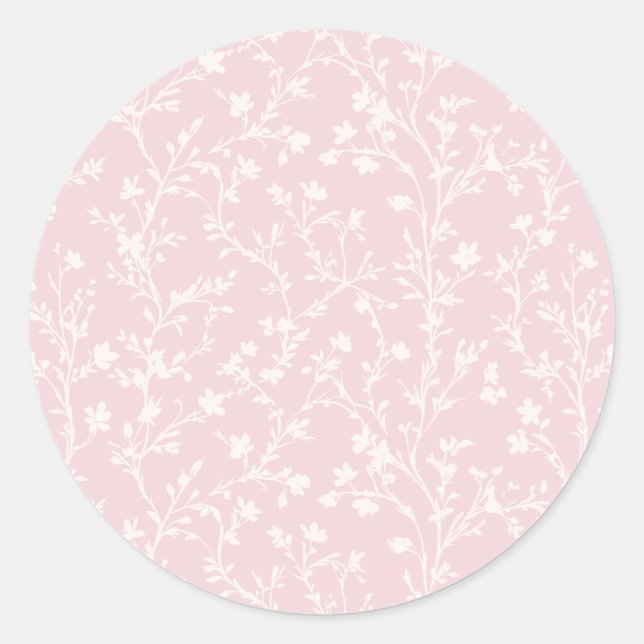 Soft Meadow Neutral - Rosafarben Runder Aufkleber (Vorderseite)