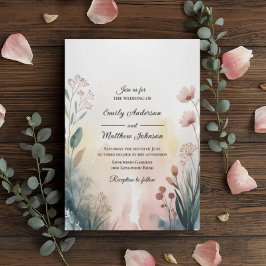Soft Meadow Watercolor Floral Wedding Invitation