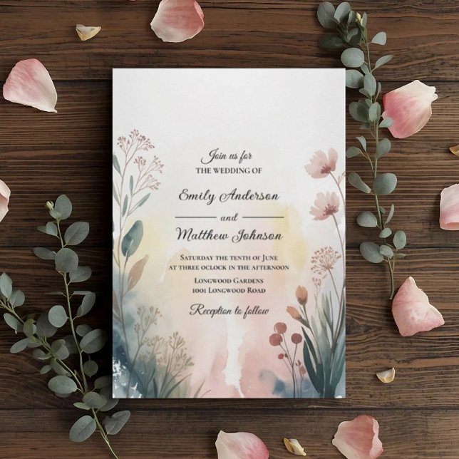 Soft Meadow Watercolor Floral Wedding Invitation (Créateur téléchargé)