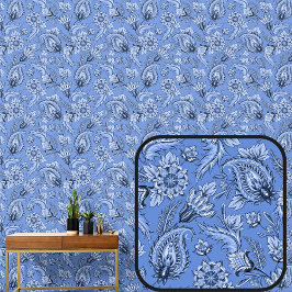 Soft Mid Blue Floral Paisley Elegant Tapete