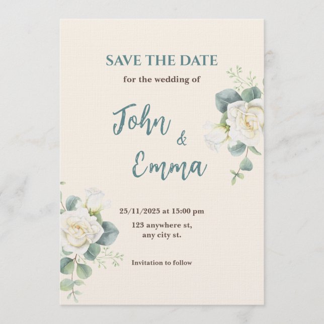 Soft Minimalist Save the Date | Editable Template  Einladung (Vorderseite)