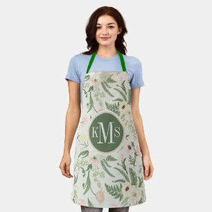 Soft Mint Green Garden Flower Pattern Schürze