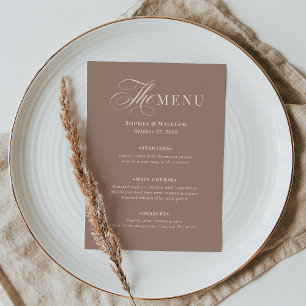 Soft Mocha Taupe   Elegante neutrale Hochzeit Menükarte