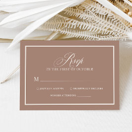 Soft Mocha Taupe | Luxuriöse neutrale Hochzeit RSVP Karte
