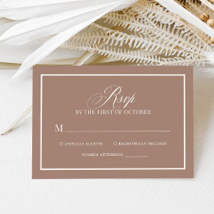 Soft Mocha Taupe Luxuriöse neutrale Hochzeit RSVP Karte