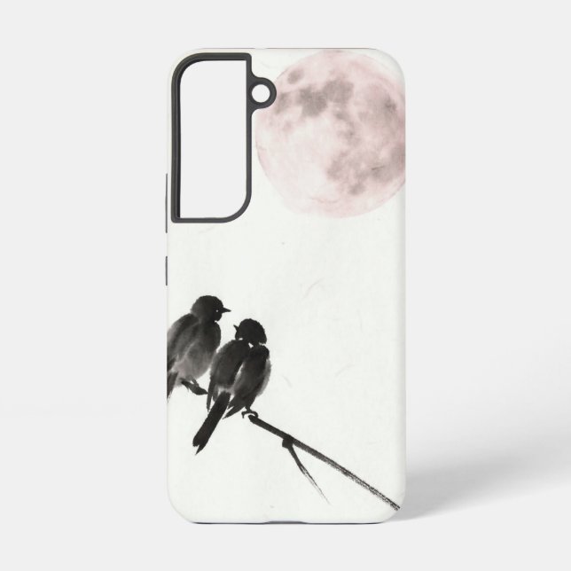 Soft Moon Birds Pastel Phone Case - Samsung Galaxy Hülle (Rückseite)