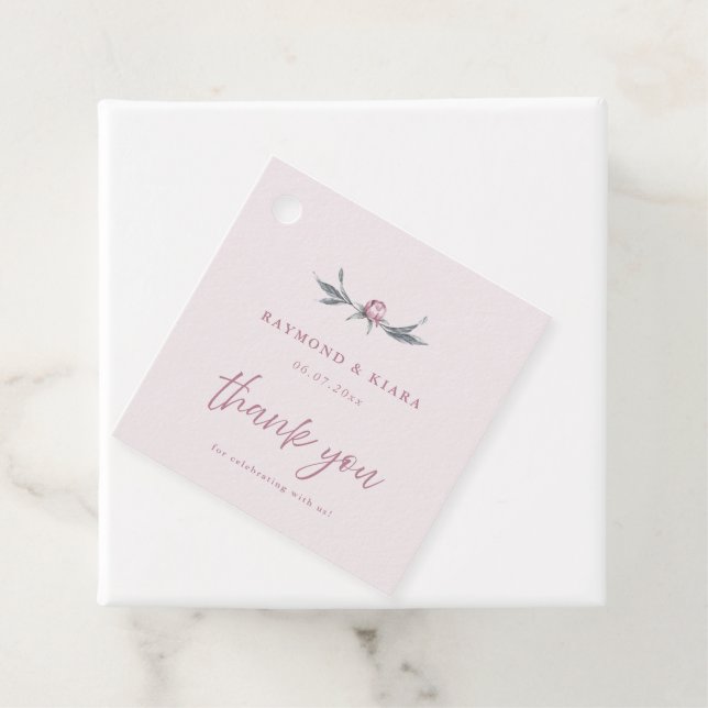Soft Mute Dusty Pink Peony Wedding Geschenkanhänger (Beispiel)