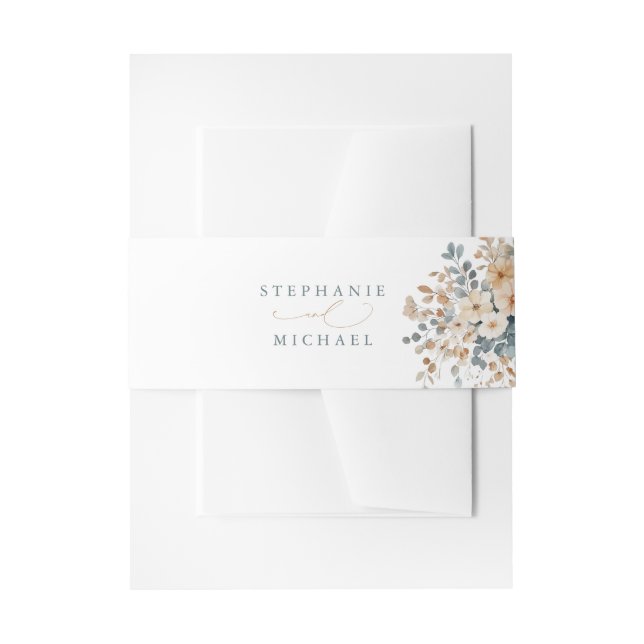 Soft Mute Earthy Tone Floral Water Wedding Einladungsbanderole (Vorderseite Beispiel)