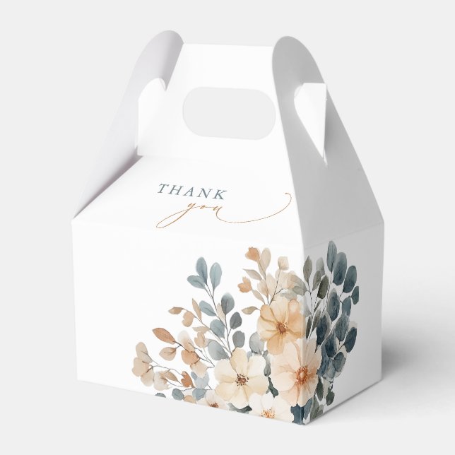 Soft Mute Earthy Tone Floral Water Wedding Geschenkschachtel (Vorderseite)
