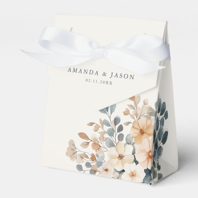 Soft Mute Earthy Tone Floral Water Wedding Geschenkschachtel (Vorderseite)