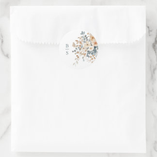 Soft Mute Earthy Tone Floral Water Wedding Runder Aufkleber